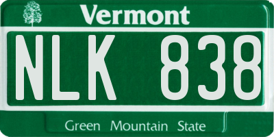 VT license plate NLK838