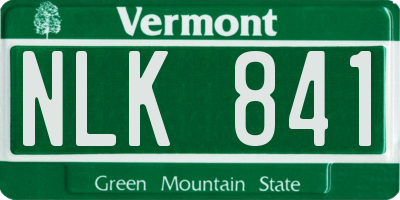 VT license plate NLK841