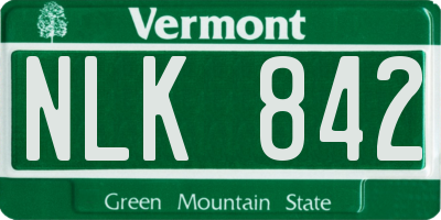 VT license plate NLK842