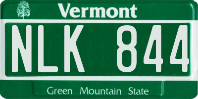 VT license plate NLK844