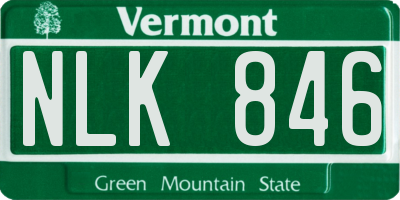 VT license plate NLK846