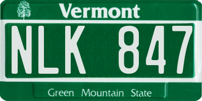 VT license plate NLK847