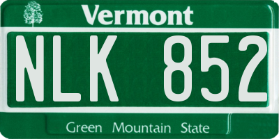 VT license plate NLK852