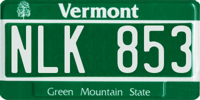 VT license plate NLK853