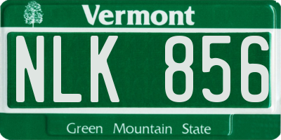 VT license plate NLK856