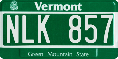 VT license plate NLK857