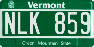 VT license plate NLK859