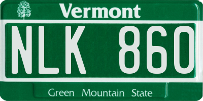 VT license plate NLK860