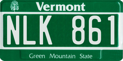 VT license plate NLK861