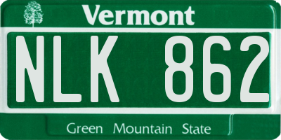 VT license plate NLK862