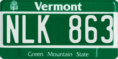 VT license plate NLK863