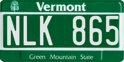 VT license plate NLK865