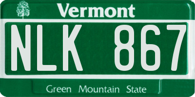 VT license plate NLK867