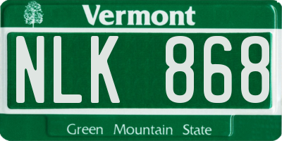 VT license plate NLK868