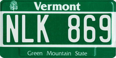 VT license plate NLK869