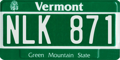 VT license plate NLK871