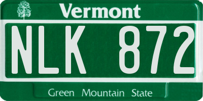 VT license plate NLK872