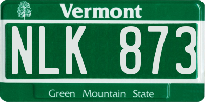 VT license plate NLK873