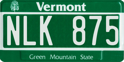 VT license plate NLK875