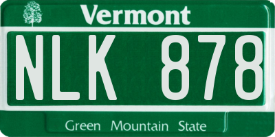 VT license plate NLK878