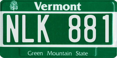 VT license plate NLK881