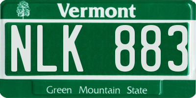 VT license plate NLK883