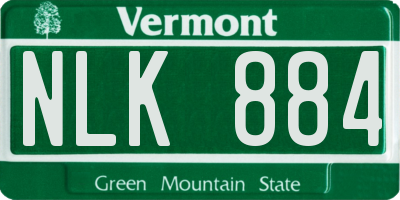 VT license plate NLK884