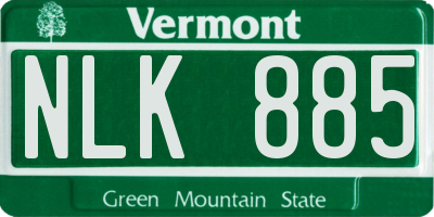 VT license plate NLK885