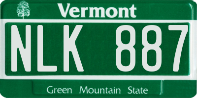 VT license plate NLK887