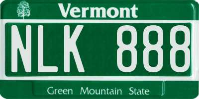 VT license plate NLK888