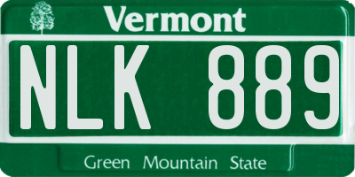 VT license plate NLK889