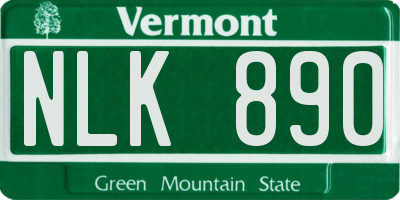 VT license plate NLK890