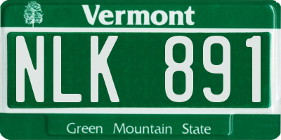 VT license plate NLK891