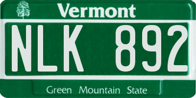 VT license plate NLK892