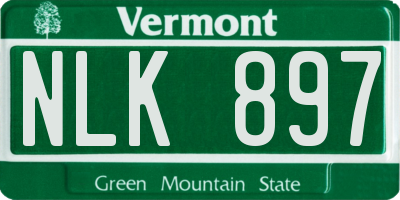 VT license plate NLK897