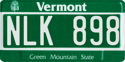 VT license plate NLK898