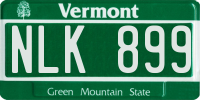 VT license plate NLK899