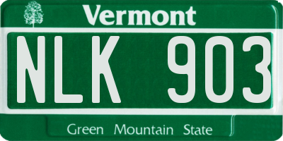 VT license plate NLK903