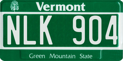 VT license plate NLK904