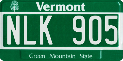 VT license plate NLK905