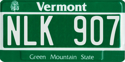 VT license plate NLK907
