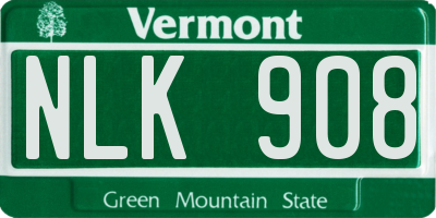 VT license plate NLK908