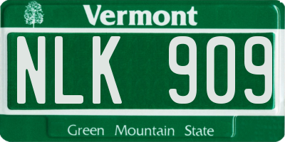 VT license plate NLK909