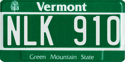 VT license plate NLK910