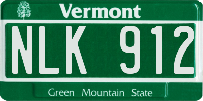 VT license plate NLK912