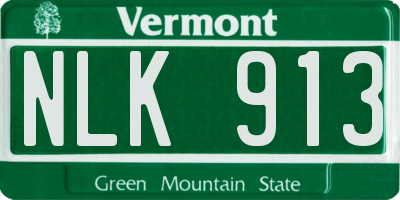 VT license plate NLK913