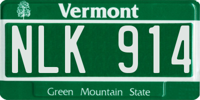 VT license plate NLK914