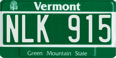 VT license plate NLK915