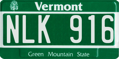VT license plate NLK916