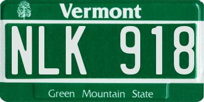 VT license plate NLK918